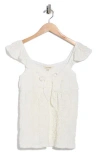 Lucky Brand Textured Babydoll Top In White