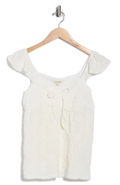 Lucky Brand Textured Babydoll Top In White