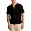 Lucky Brand Textured Button-up Polo Sweater In Dark Black
