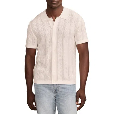 Lucky Brand Textured Button-up Polo Sweater In Tofu