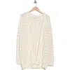 Lucky Brand Textured Cotton Blend Long Cardigan In White