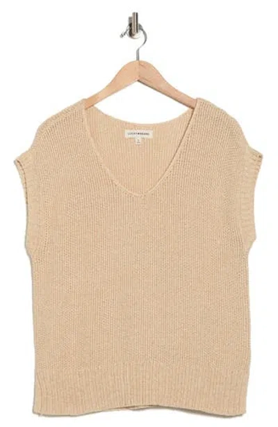 Lucky Brand Textured Knit V-neck Vest In Neutral