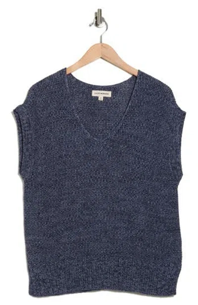 Lucky Brand Textured Knit V-neck Vest In Blue