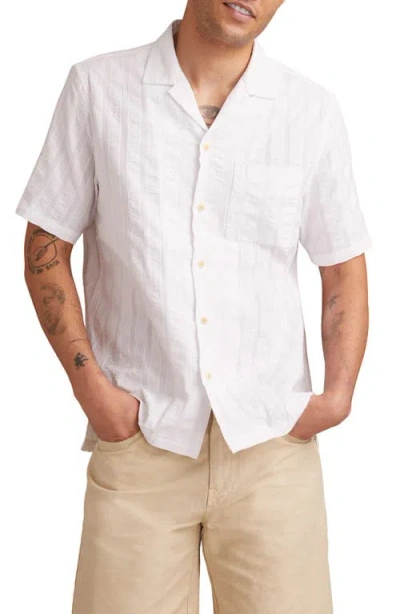Lucky Brand Textured Stripe Cotton Seersucker Camp Shirt In White