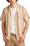 Lucky Brand Textured Stripe Linen & Cotton Camp Shirt In Neutral