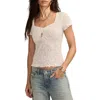 Lucky Brand Textured Sweetheart Neck Knit Top In Neutral