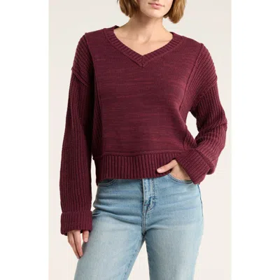 Lucky Brand Textured V-neck Sweater In Brown