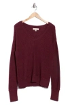 Lucky Brand Textured V-neck Sweater In Burgundy