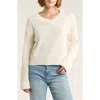 Lucky Brand Textured V-neck Sweater In White