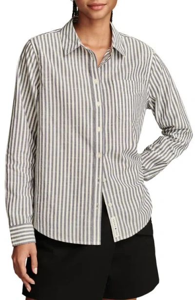 Lucky Brand The Boyfriend Stripe Button-up Shirt In Navy Stripe