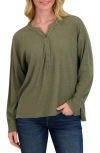 Lucky Brand Thermal Long Sleeve Henley In Green