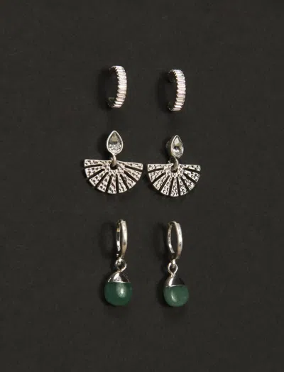 Lucky Brand Three Pearl And Fan Drop Earrings In Black