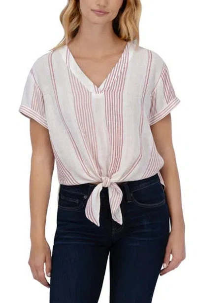 Lucky Brand Tie Front Linen Top In Natural St