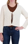 Lucky Brand Tie Front Open Stitch Cardigan In Whisper White