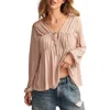 Lucky Brand Tie Front Shirred Top