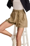 Lucky Brand Tie Waist Hemp Shorts In Dusty Olive