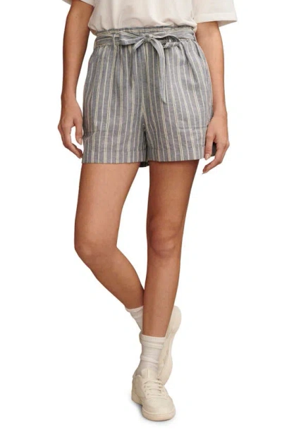 Lucky Brand Tie Waist Hemp Shorts In Indigo Stripe