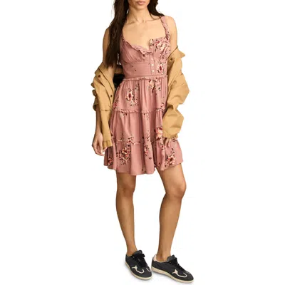 Lucky Brand Tiered Corset Minidress In Pink Floral
