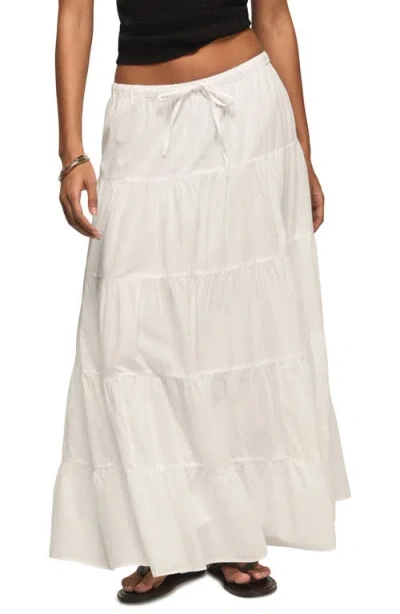 Lucky Brand Tiered Poplin Maxi Skirt In White