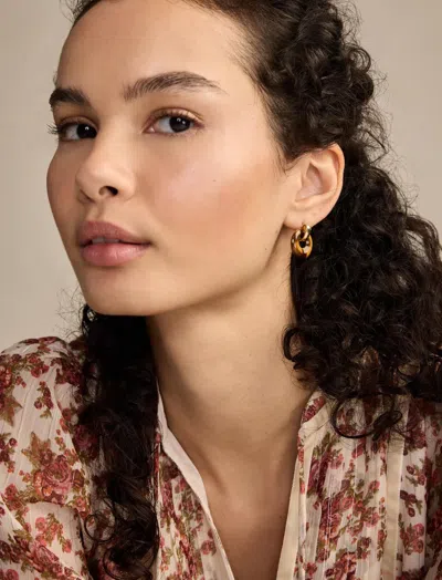 Lucky Brand Tigers Eye Circle Stud Earrings In Yellow