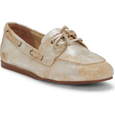 Lucky Brand Tineera Boat Shoe In Silver Foil Print