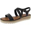 Lucky Brand Trianna Womens Adjustable Leather Wedge Sandals In Black