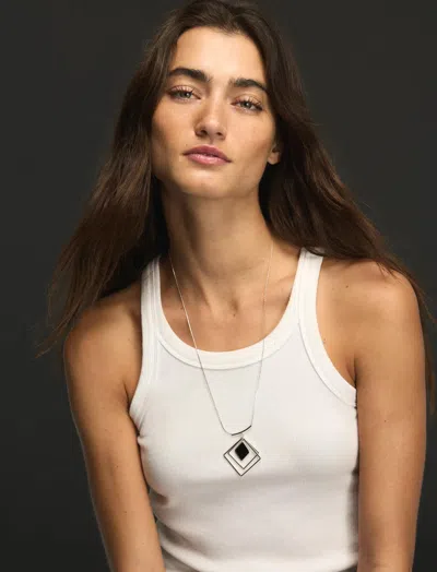 Lucky Brand Trio Square Necklace In Metallic