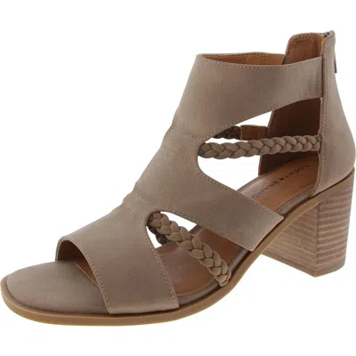Lucky Brand Tulina Womens Woven Faux Leather Block Heel In Grey