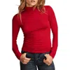 Lucky Brand Turtleneck Long Sleeve Layering Top In Red