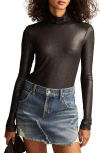 Lucky Brand Turtleneck Long Sleeve Layering Top In Jet Black