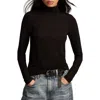 Lucky Brand Turtleneck Long Sleeve Layering Top In Jet Black