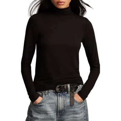 Lucky Brand Turtleneck Long Sleeve Layering Top In Jet Black