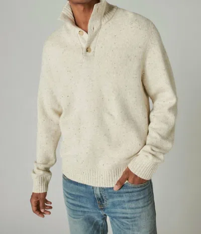 Lucky Brand Tweed Half Mock Neck Sweater In Straw Heather In Beige