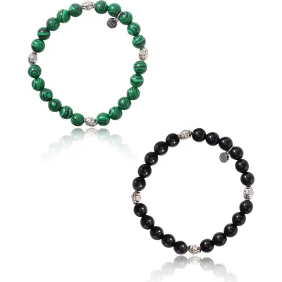 Lucky Brand Two-piece Stone Beaded Stretch Bracelets In Multi
