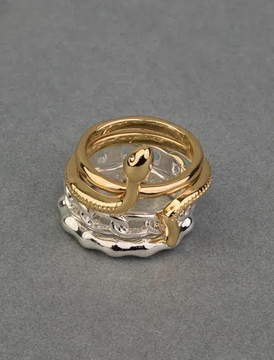 Lucky Brand Two Tone Snake Ring Stack