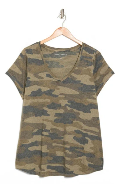Lucky Brand Camo-print T-shirt In Green Multi