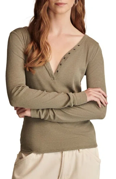 Lucky Brand V-neck Henley In Dusty Olive