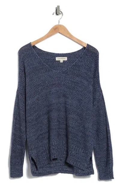Lucky Brand V-neck Pullover Sweater In Blue