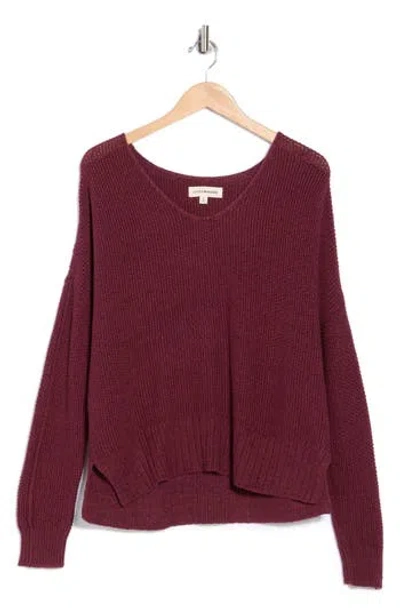 Lucky Brand V-neck Pullover Sweater In Brown