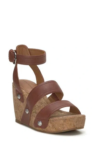 Lucky Brand Valintina Ankle Strap Platform Wedge Sandal In Brownstone Cobwax
