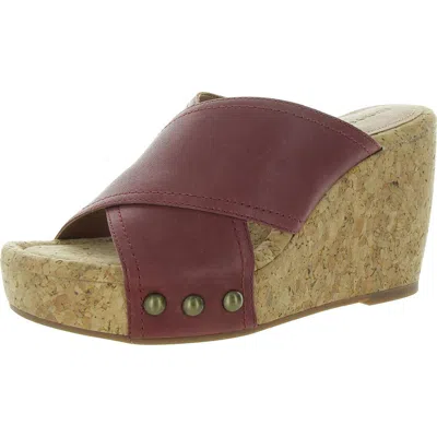 Lucky Brand Valmai Womens Cork Square Toe Wedge Sandals In Multi
