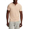 Lucky Brand Venice Button Neck Cotton Blend T-shirt In Plaza Taupe