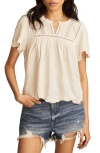 Lucky Brand Vertical Lace Trim Top In Whisper White