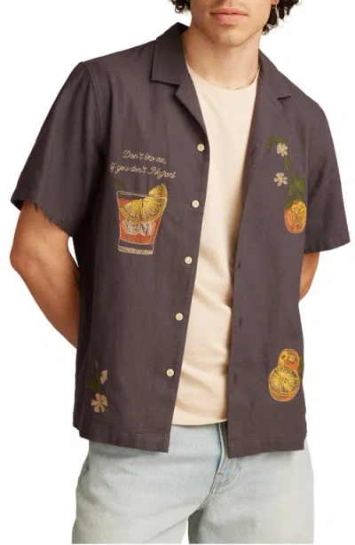 Lucky Brand Vice Embroidered Cotton Camp Shirt In Phantom Multi