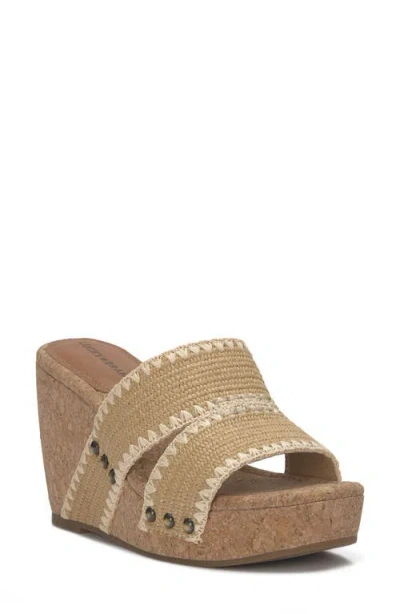 Lucky Brand Vickta Raffia Platform Wedge In Dark Natural