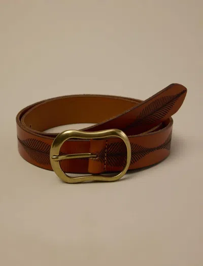 Lucky Brand Vintage Embossed Belt In Gold