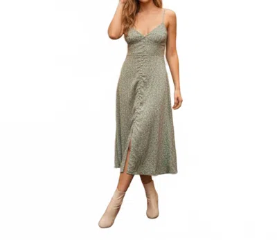 Lucky Brand V-neck Button Down Midi Dress In Sage Green
