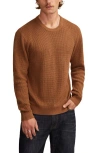 Lucky Brand Waffle Cotton & Linen Crewneck Sweater In Brown