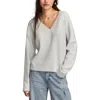 Lucky Brand Waffle Knit V-neck Sweater In Gray