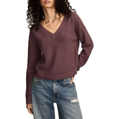 LUCKY BRAND LUCKY BRAND WAFFLE KNIT V-NECK SWEATER